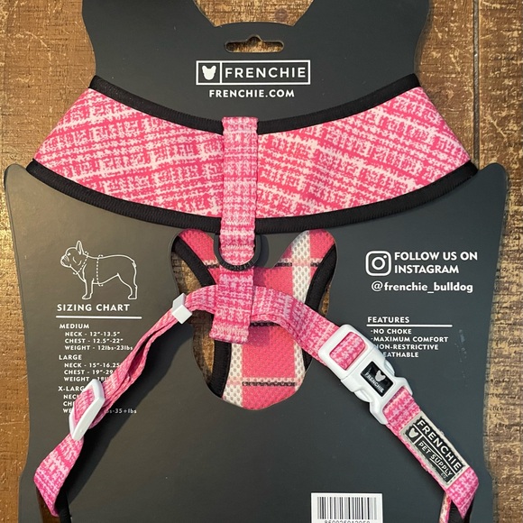 NEW XL FRENCHIE BULLDOG reversable harness in pink! - Picture 2 of 5